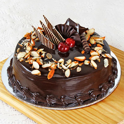 "Designer Round shape Pure Chocolate Cake -1 Kg (Eggless ) - Click here to View more details about this Product